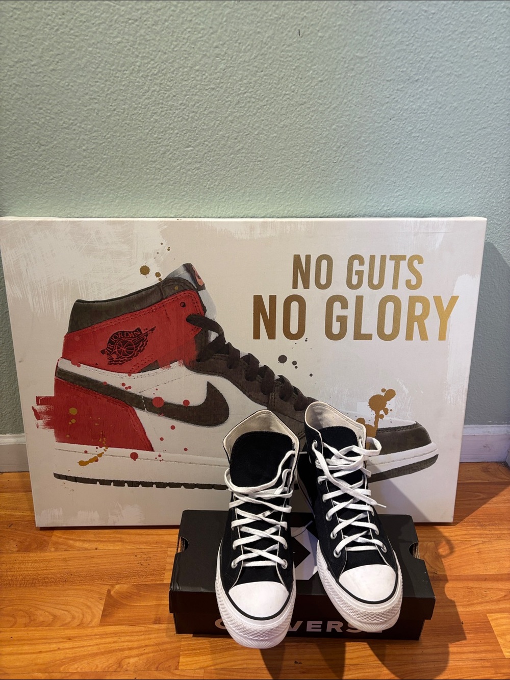 Converse Black and Cream High Top Canvas Sneakers